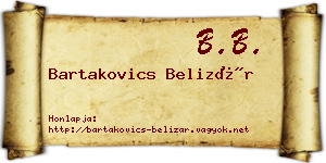Bartakovics Belizár névjegykártya